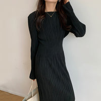 Pleated Design Elastic Waist Bag Hip Long Sleeves With Silver Group