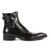 Pointed Square Toe Polished Short Side Zipper All-match Men's Boots