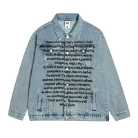Hip Hop High Street English Letters Patterned Denim Jacket