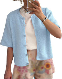 Women's Knitted Cardigan Half-open Collar Button Coat
