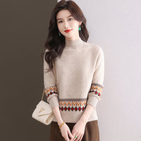 New Loose Slimming Inner Fashion Jacquard Knitted Bottoming Shirt Top