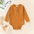 Infant Sunken Stripe Cotton Long Sleeve Triangle Rompers