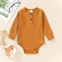 Infant Sunken Stripe Cotton Long Sleeve Triangle Rompers