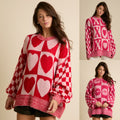 European And American Women's Clothing Valentine's Day Contrast Color Loose Sweater