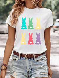 Women's Minimalist Printed Casual Round Neck Short Sleeved Shirt