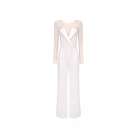 Foam Mesh Top Jumpsuit Casual Suit