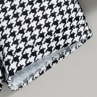 Sunken Stripe Halterneck Vest Houndstooth Printed Shorts Belt Three-piece Set