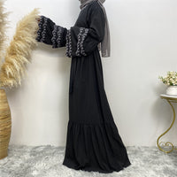 Fashionable Petal Sleeve Dress With Embroidery And Slim Fit