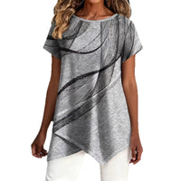 Fashionable New Arrival Crew-Neck Top With Artistic Line Design And Print Pattern