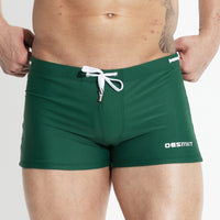 Men's Flat Angle Large Medium Waist Solid Color Beach Trunks