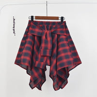 College Style Plaid Irregular Dance Skirt