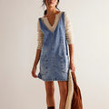 Denim Suspender Pocket Adjustable Mini Dress In Multiple Colors