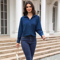 Solid Color Loose Long Sleeves Women's Shirt