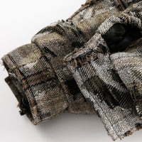 Faux Fur Collar Cotton-padded Coat Men's Tie-dyed Distressed Coat