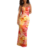 Printed Womens Backless Bodycon Dress