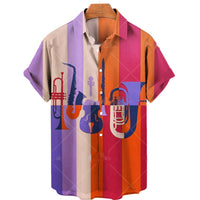 Men's Short-sleeved Casual Music Printing 3D Shirt Versatile