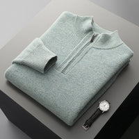 Men's Mid-length Zip-up Honeycomb-knit Thickened Sweater