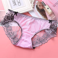 Low-rise Embroidered Lace Panties And Mesh Briefs