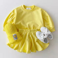 Spring Fashion Candy Color Sweater Lotus Leaf Skirt Princess Suit