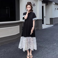 Fashionable Elegant Slimming Patchwork Lace Maternity Dress