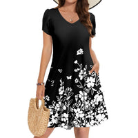 Comfortable Stylish Elegant Casual V-Neck Pocketed Short-Sleeve Dress