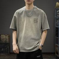 Retro Washed-print Short-sleeve T-shirt