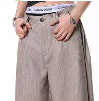 American Retro Design Cropped Straight-leg Casual Pants