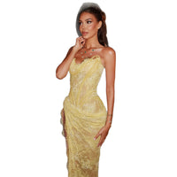 Bustier Lace Sequin High-slit Dress