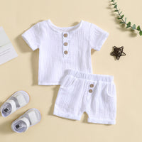 Summer Cotton And Linen T-shirt Shorts Infant Toddler Leisure Pajamas