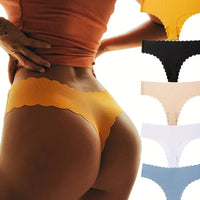 Ice Silk Seamless Wavy Edge T-back Female Plus Size
