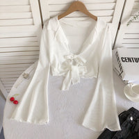 Outdoor V-neck See-through Strap Bare Midriff Slim Fit Slimming Cardigan