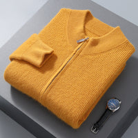 Men's Half-high Collar Loose Thick Zip Wool Knitted Sweater