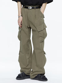 Wide-Leg Straight Leg American Army Green Multi-pocket Cargo Pants