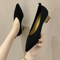 Fashion Retro Women's Pointed Toe Knitted Chunky Heels
