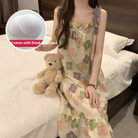 Spaghetti-strap Padded Nightdress For Girls Thin