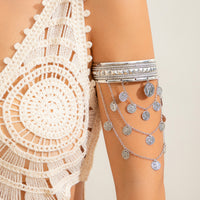Denim Coin Tassel Arm Chain Leaves