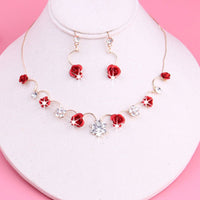 Korean small clear new bride red rose necklace, earrings, suit dress and accessories wholesale