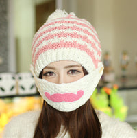 Plush warm beard mask, thick knitted hat