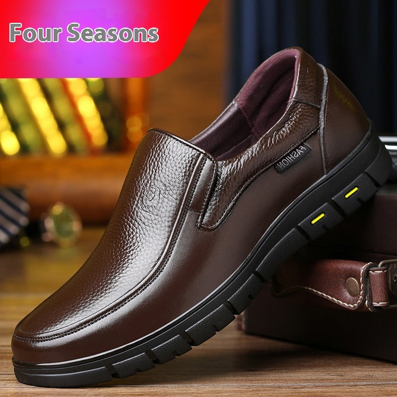 Men's Leather Soft Bottom Cutout Leather Shoes Breathable