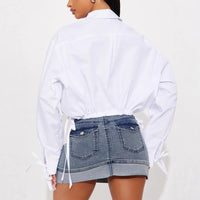 Womens Fashionable Casual Drawstring Lace-Up Shirt With Long Sleeves