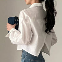 White French Sweet And Spicy Design Sense Niche Back Slit Loose Lapels Short Long Sleeve