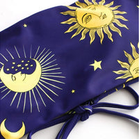 Star Print Triangle Women's Lace Up Sexy Split Bra Bikini