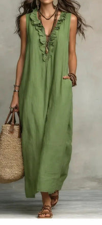Women's Spring Summer Pocket Ruffle Elegant Dress