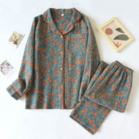 Yarn-dyed Double-layer Jacquard Feather Pajamas Suit Women