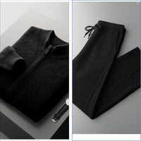 Business Mens Casual Double-Faced Wool Knit Sweater With Zipper In Solid Colors