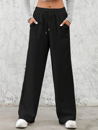 Sloppy-chic Ice-silk Draped Wide-leg Trousers