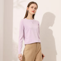 Lightweight Long-sleeve Crew-neck Wool Knit Sweater