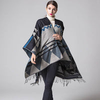 Bohemian tassels Europe and the United States long thickening cashmere autumn and winter national wind travel split shawl cloak