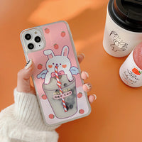 Cartoon mobile phone case with quicksand drink