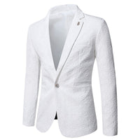Mens Korean-style Slim-fit Single Jacquard Jacket For Young